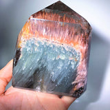 Garden quartz with amphibole tower