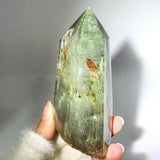 GARDEN QUARTZ WITH TOURMALINE TOWER