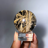 TOURMALINE WITH BLACK RUTILE CRYSTAL SPHERE