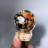 TOURMALINE WITH BLACK RUTILE CRYSTAL SPHERE