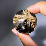 TOURMALINE WITH BLACK RUTILE CRYSTAL SPHERE