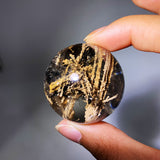 TOURMALINE WITH BLACK RUTILE CRYSTAL SPHERE