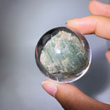 GARDEN QUARTZ AND QUARTZ IN QUARTZ SPHERE