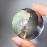 GARDEN QUARTZ AND QUARTZ IN QUARTZ SPHERE