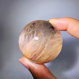 CURLED AMPHIBOLE QUARTZ AND GARDEN QUARTZ SPHERE