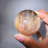 CURLED AMPHIBOLE QUARTZ AND GARDEN QUARTZ SPHERE