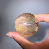CURLED AMPHIBOLE QUARTZ AND GARDEN QUARTZ SPHERE