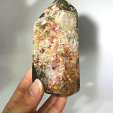 GARDEN QUARTZ WITH RUTILE FLOWER TOWER
