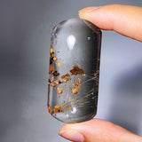 CALCITE WITH RUTILE RECTANGLE CRYSTAL