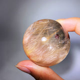 CURLED AMPHIBOLE QUARTZ AND GARDEN QUARTZ SPHERE